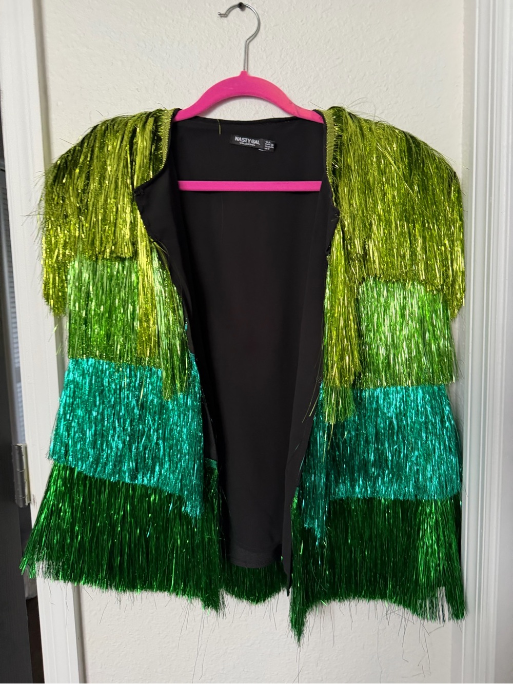 Nasty Gal Metallic Layered Green Fringe Tee - Picture 2 of 4